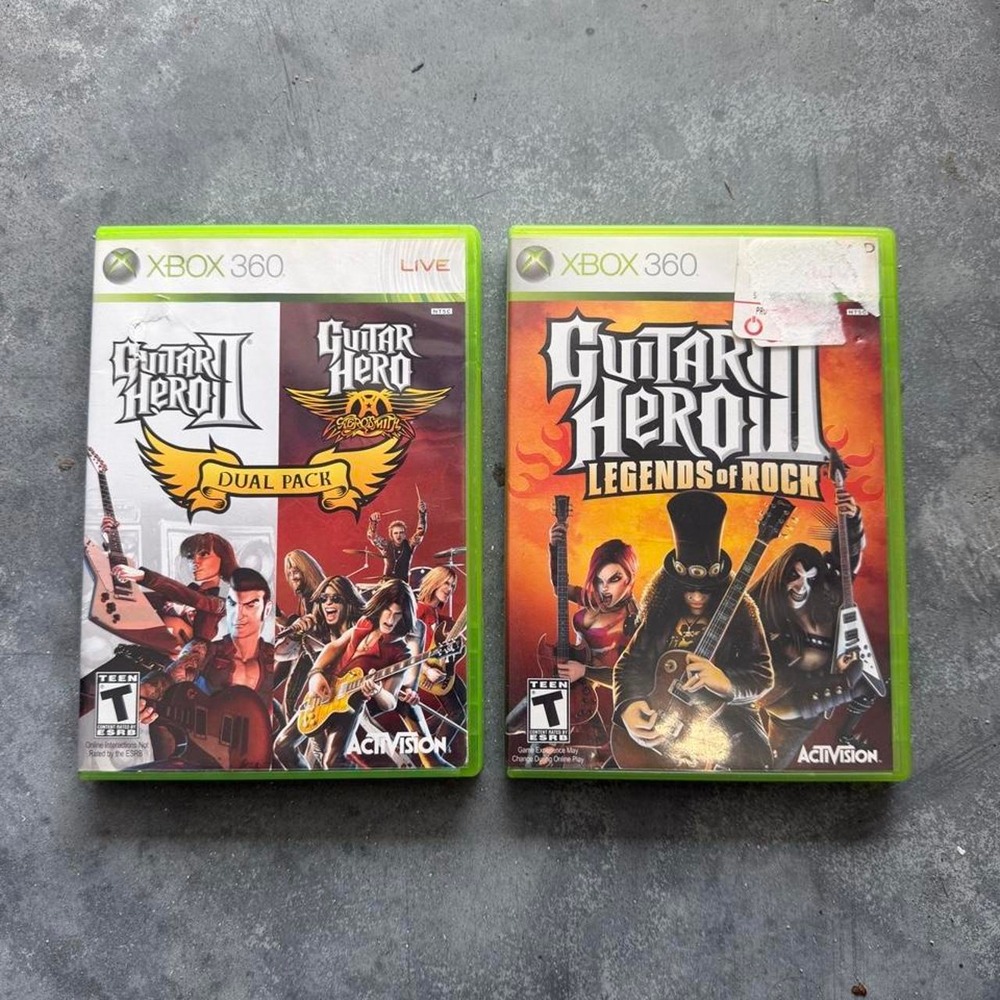 Guitar Hero 3 III Legends of Rock II 2 Aerosmith Xbox 360 Game Lot CIB